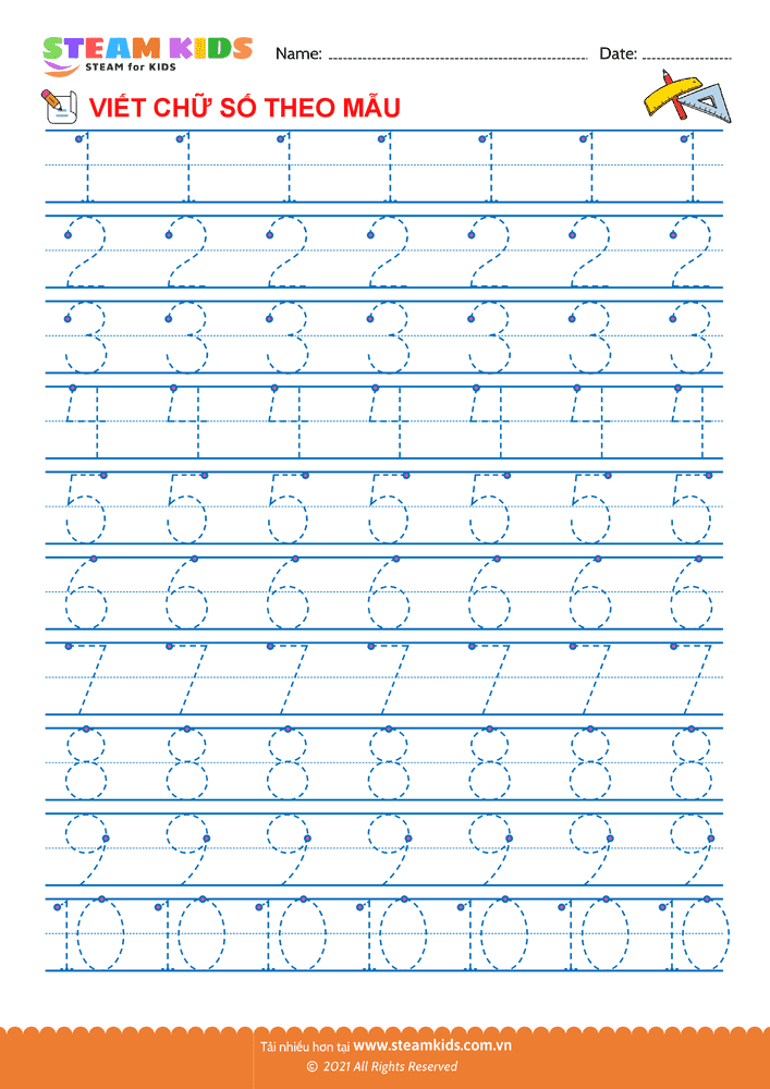 Tập viết chữ số - B13