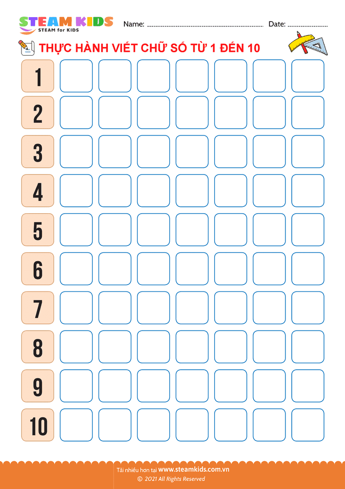 Tập viết chữ số - B13