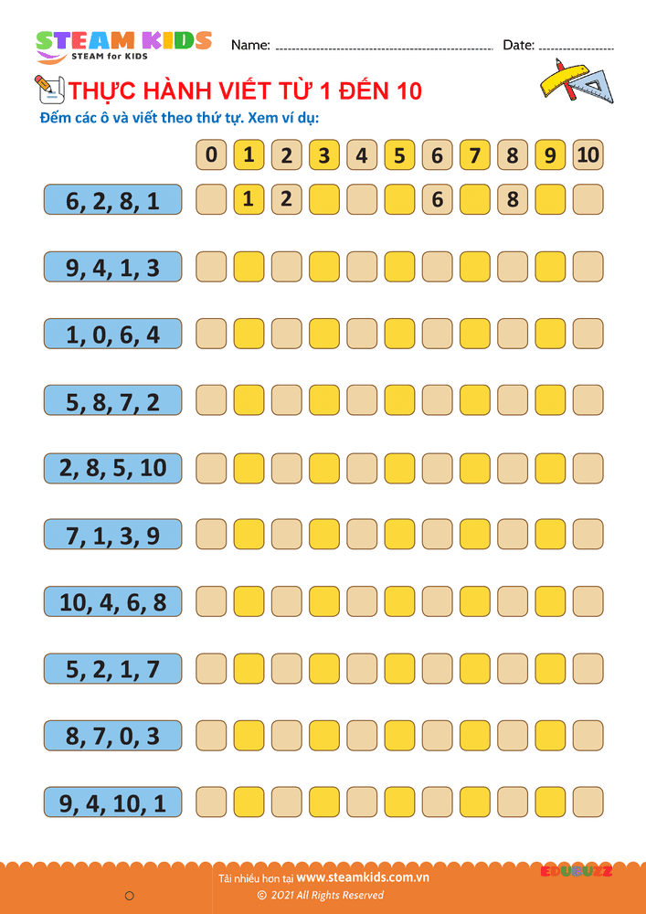 Tập viết chữ số - B13