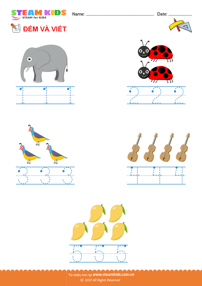 Tập viết chữ số - B13