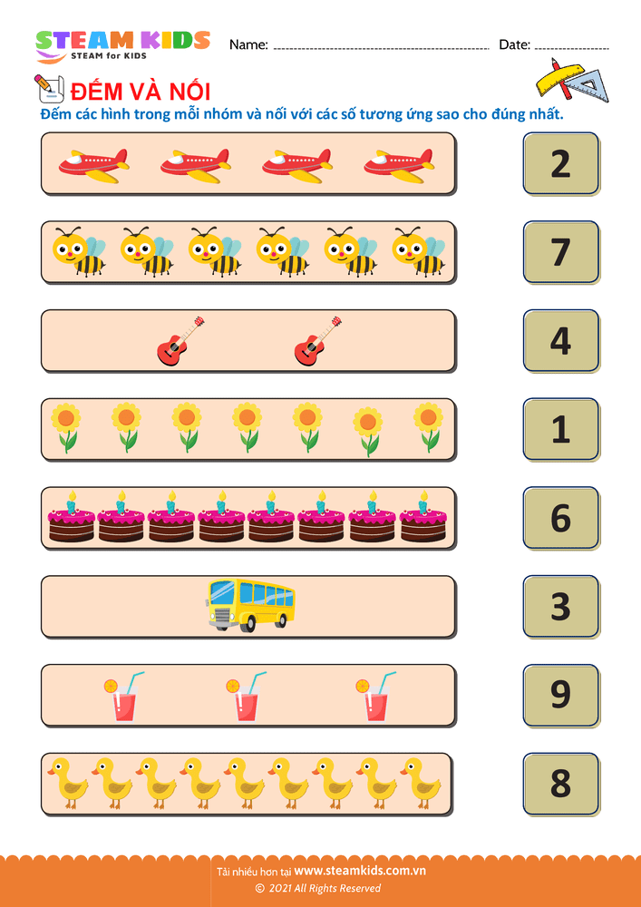 Đếm và nối - B33