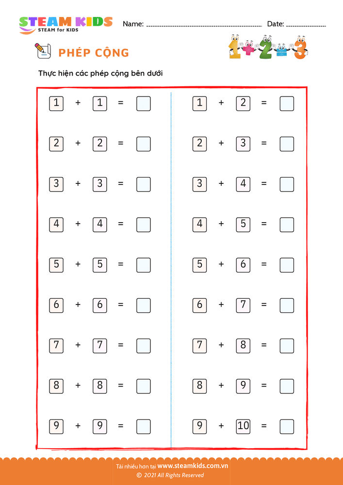 Phép cộng phạm vi 20 - B8