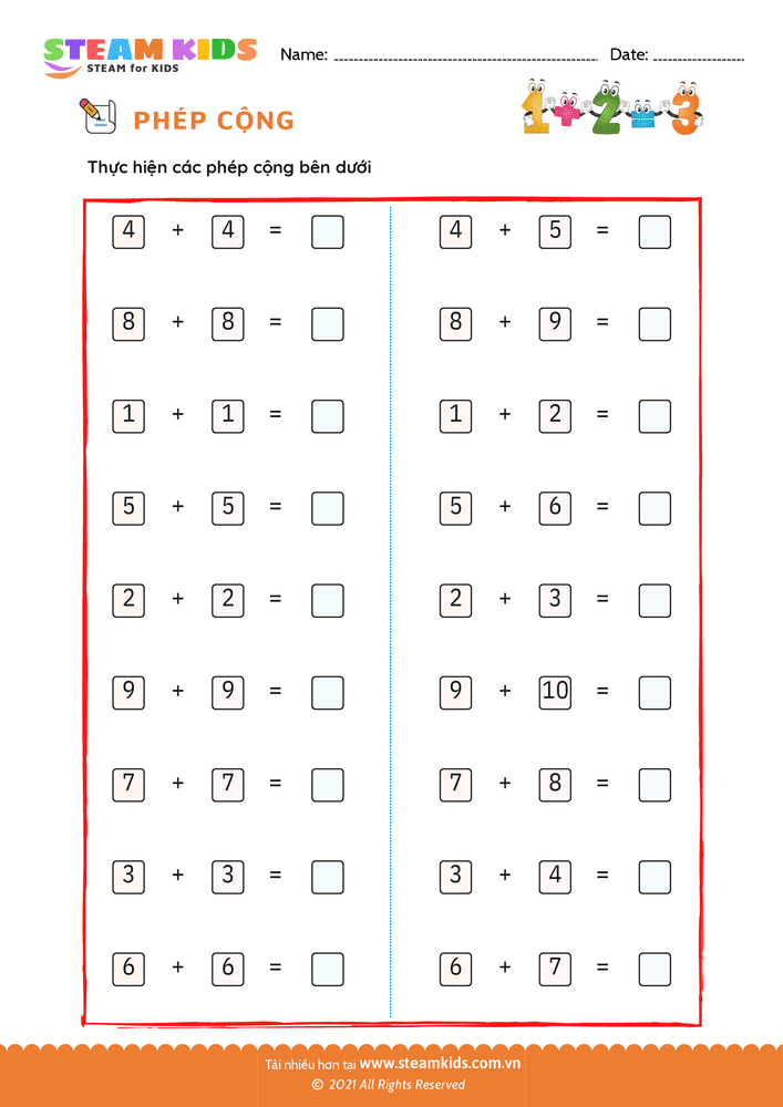 Phép cộng phạm vi 20 - B8
