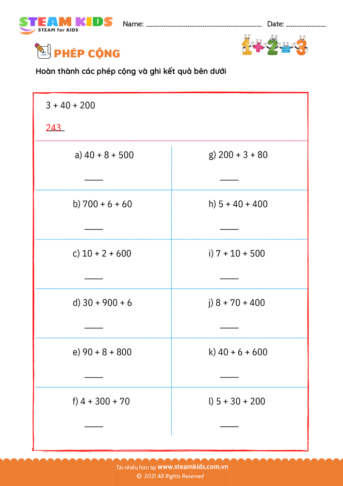 Phép cộng 3 số - B5