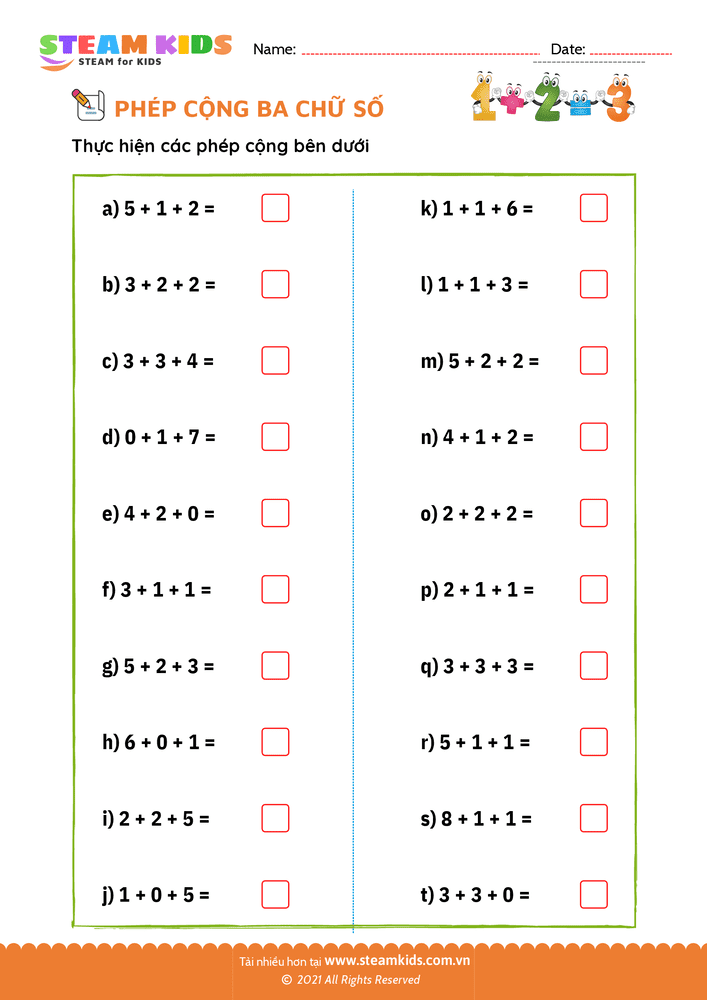 Phép cộng 3 số - B5