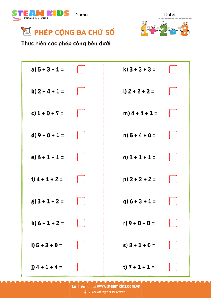 Phép cộng 3 số - B5