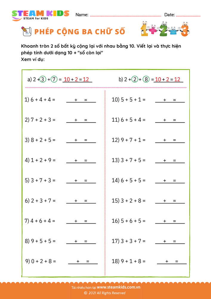 Phép cộng 3 số - B53