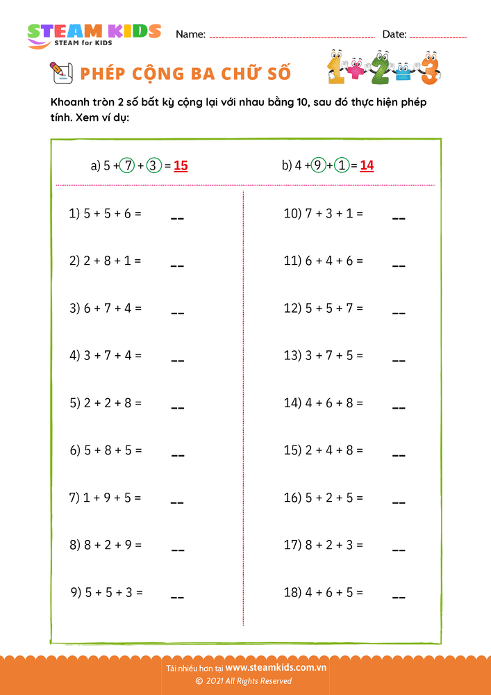 Phép cộng 3 số - B53