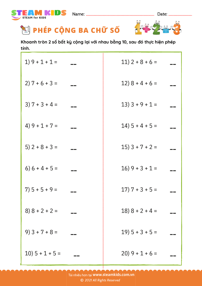 Phép cộng 3 số - B53