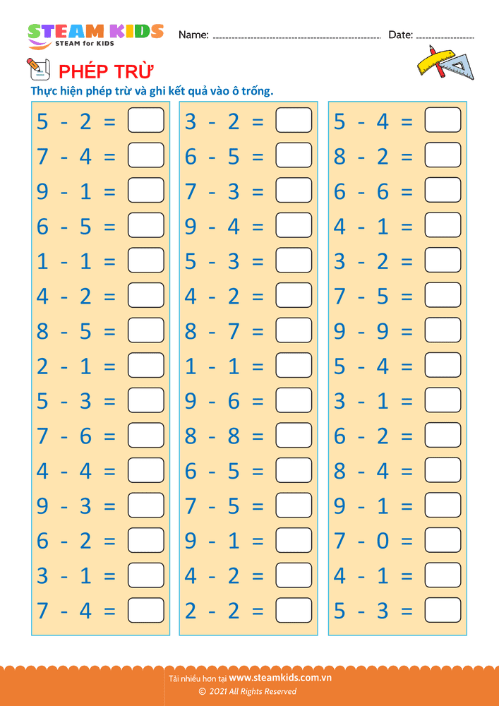 Tìm số trừ - B9