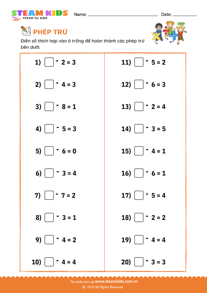 Tìm số trừ - B9