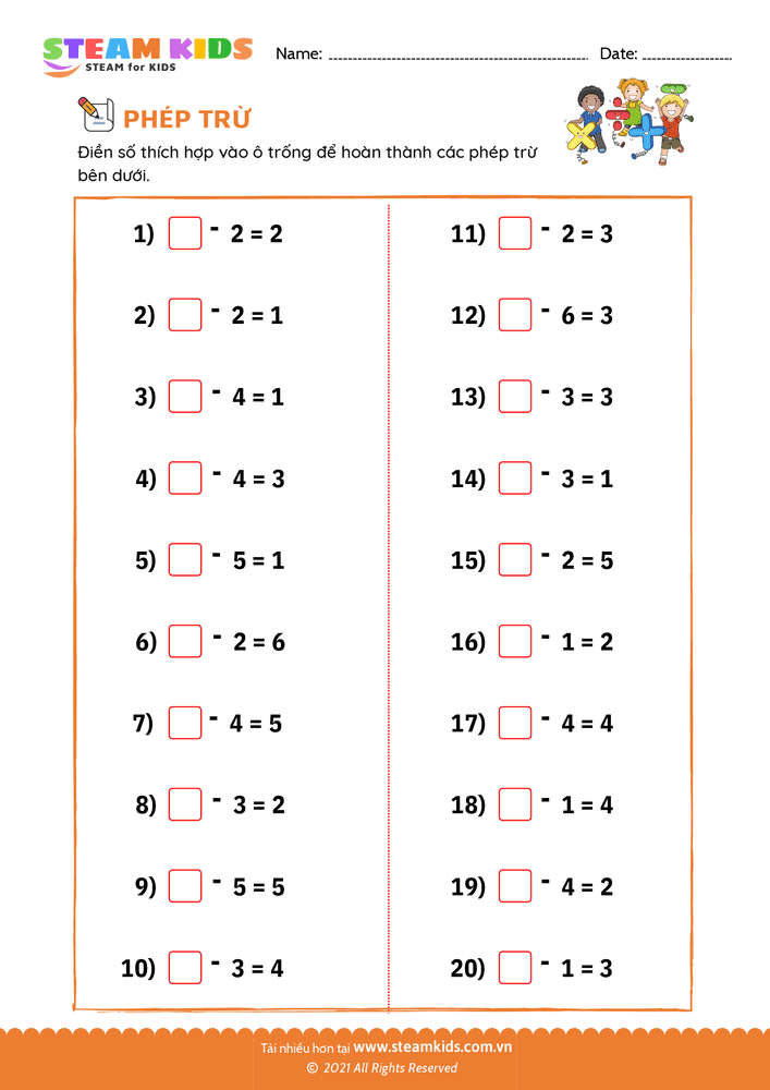 Tìm số trừ - B21