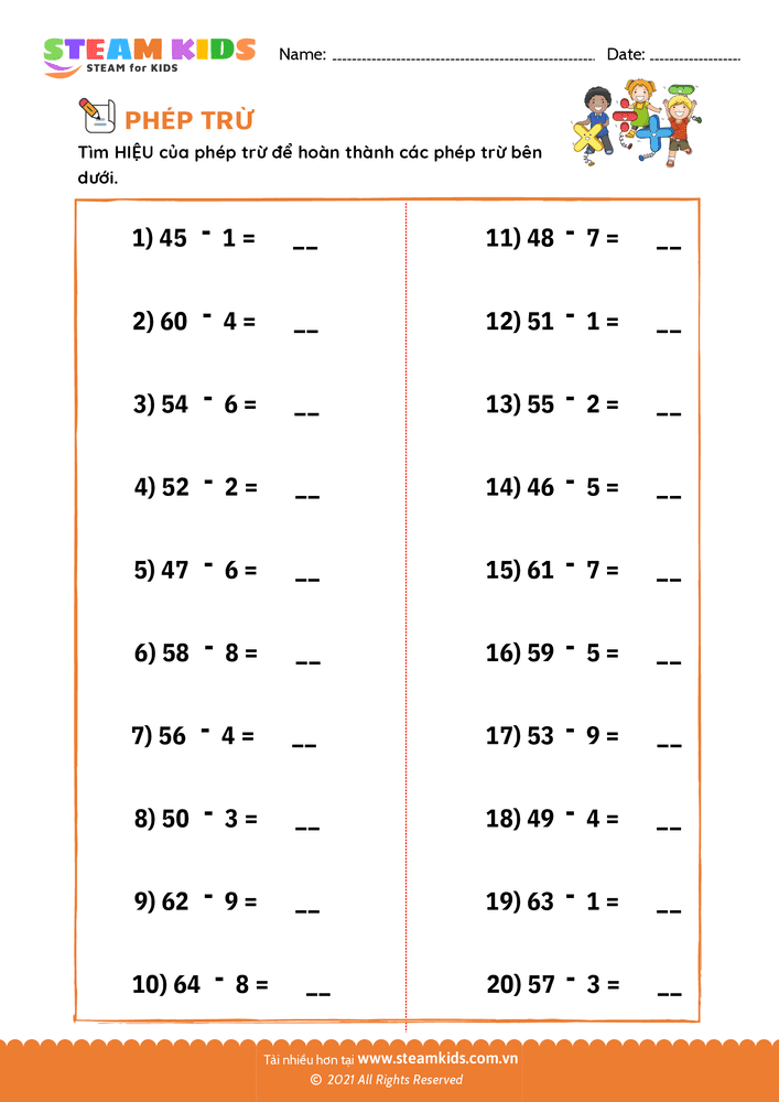 Tìm hiệu của phép trừ - B23