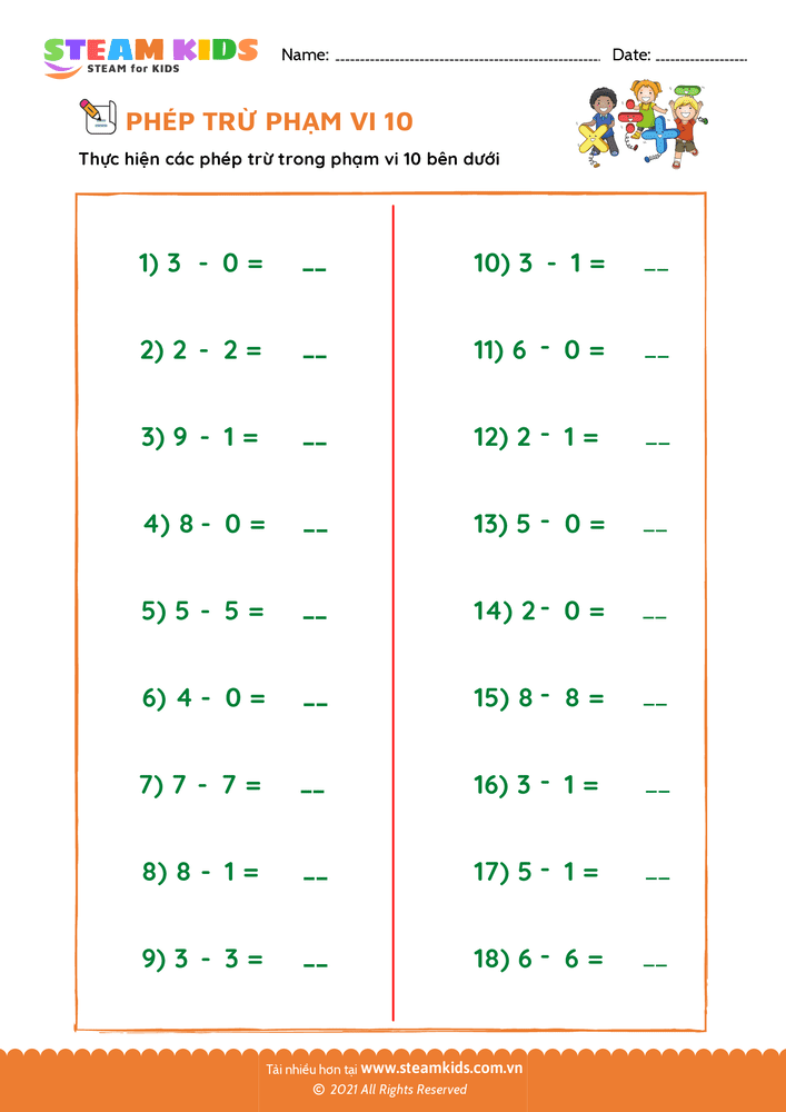 Trừ phạm vi 10 - B6