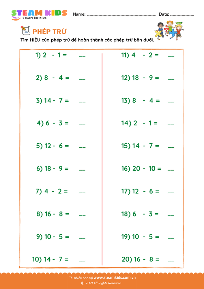 Tìm hiệu của phép trừ - B47