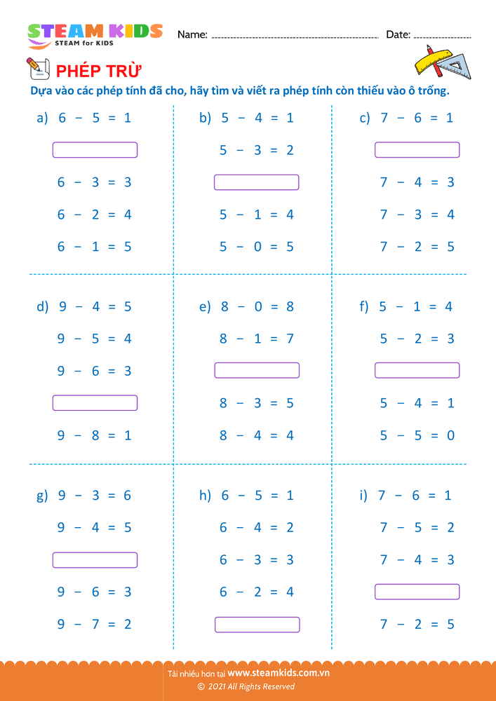 Phép trừ liên quan - B11