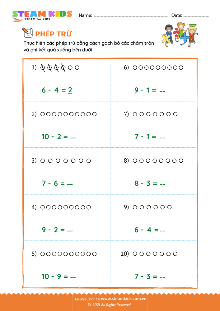 Trừ phạm vi 10 - B18
