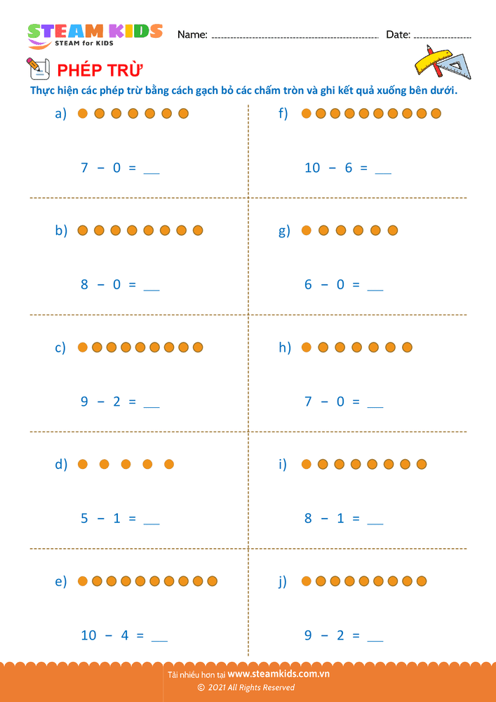 Trừ phạm vi 10 - B18