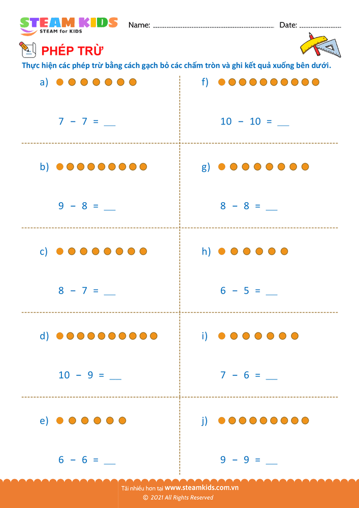 Trừ phạm vi 10 - B18