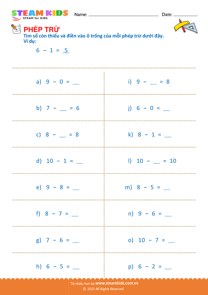 Trừ phạm vi 10 - B30