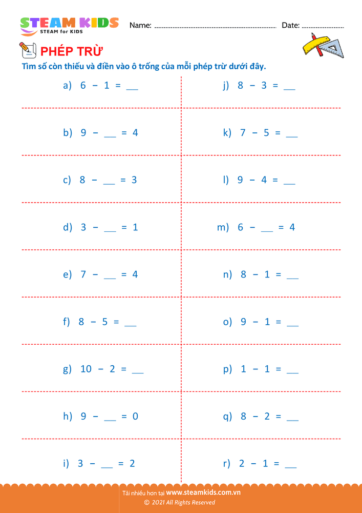Trừ phạm vi 10 - B30