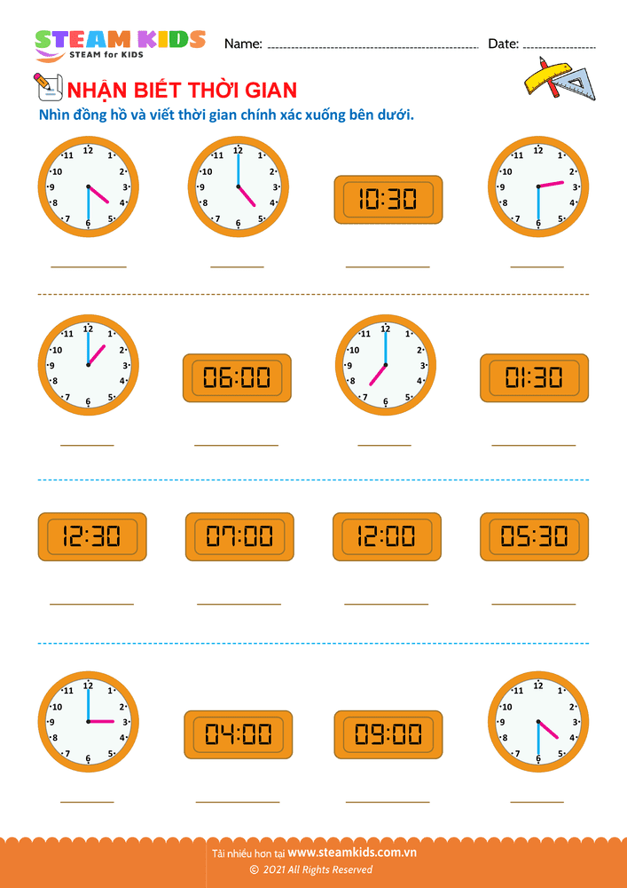 Nhận biết thời gian - B13