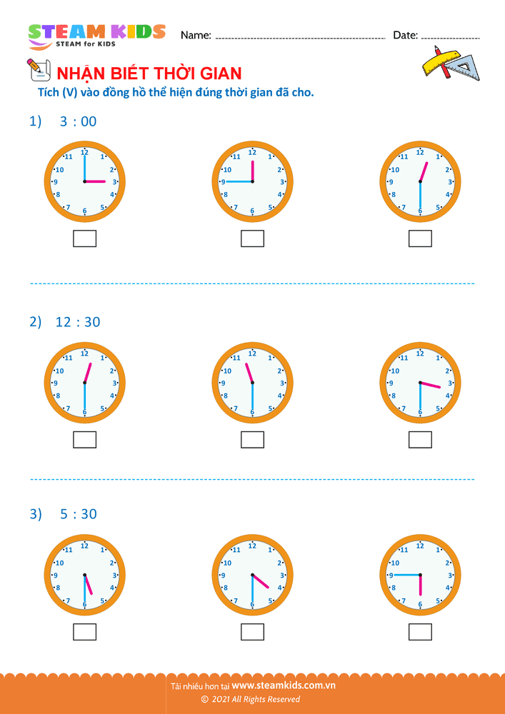 Nhận biết thời gian - B25