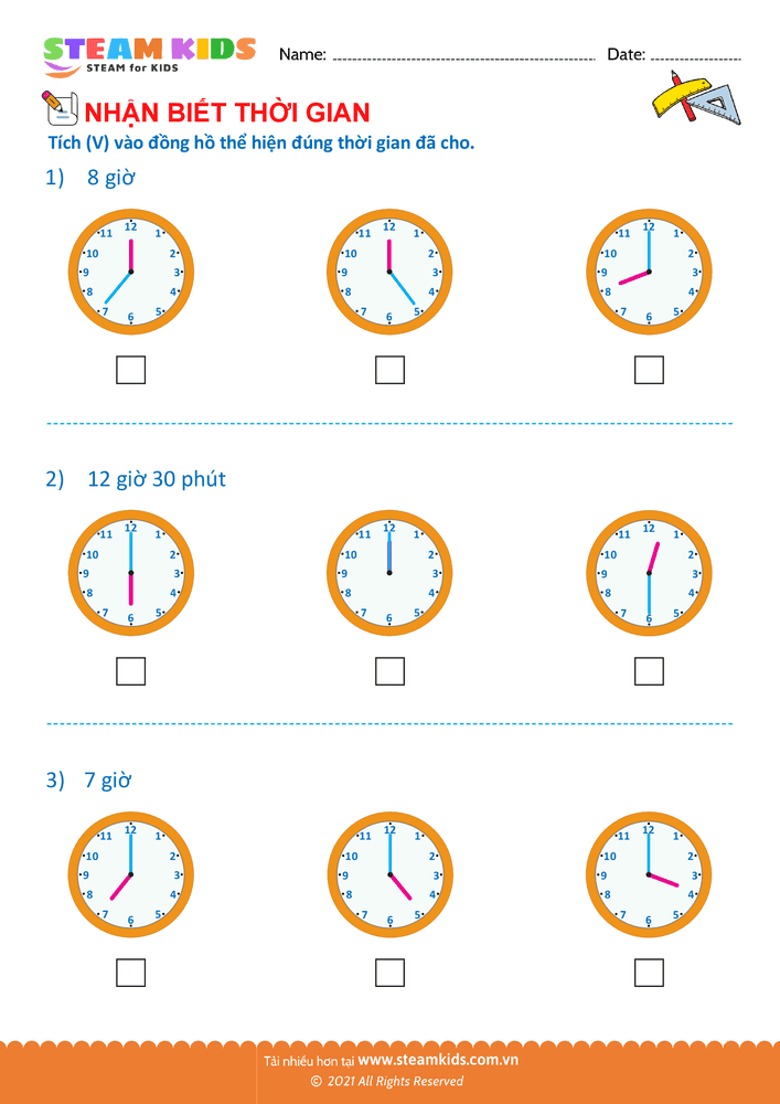 Nhận biết thời gian - B25