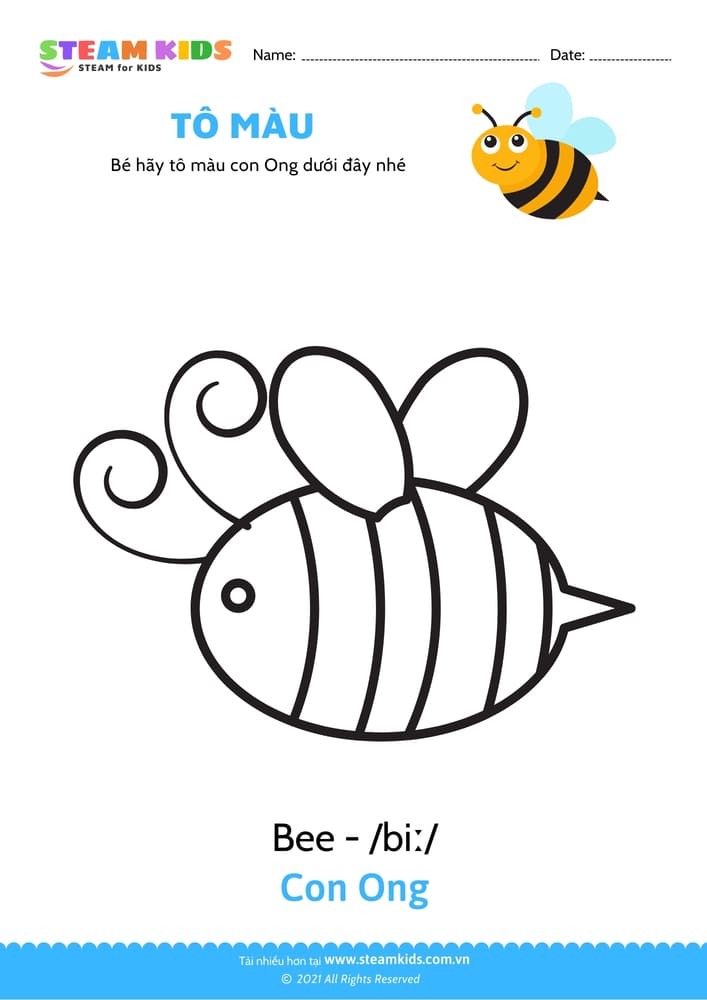 Bài tập Tô màu - Tô màu Con ong