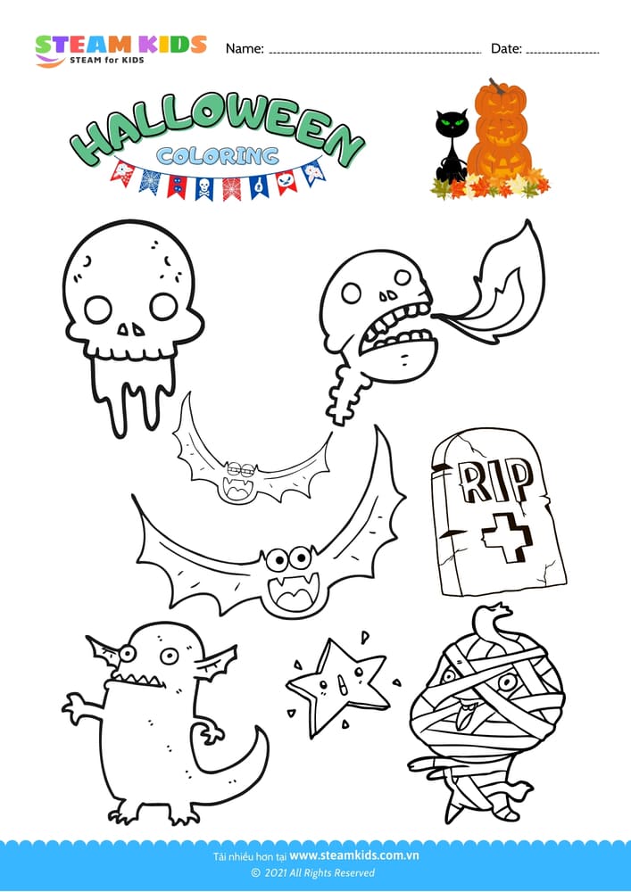 Bài tập Tô màu - Tô màu sự kiện Halloween - B2