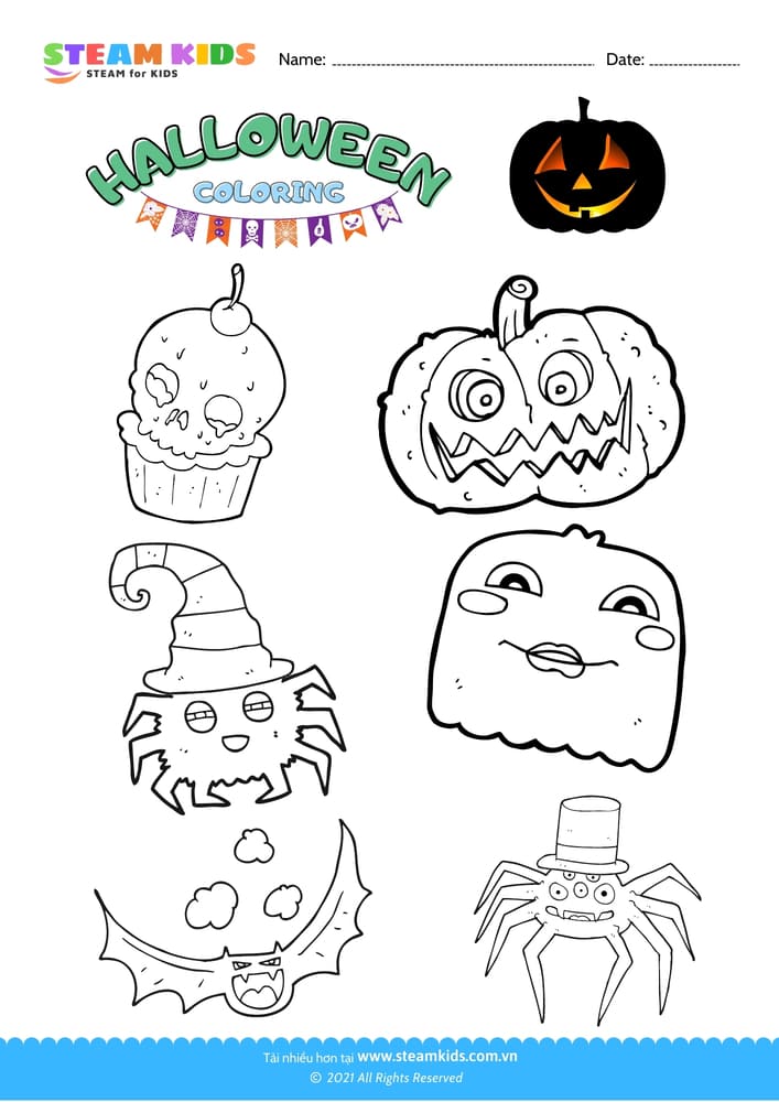 Bài tập Tô màu - Tô màu sự kiện Halloween - B3
