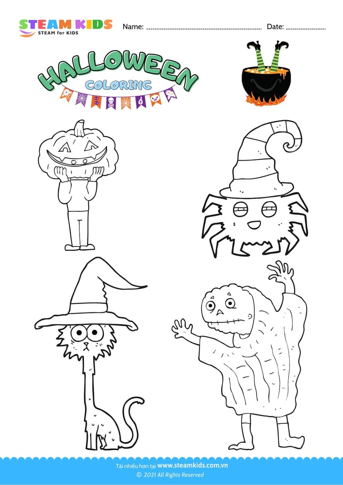 Bài tập Tô màu - Tô màu sự kiện Halloween - B5