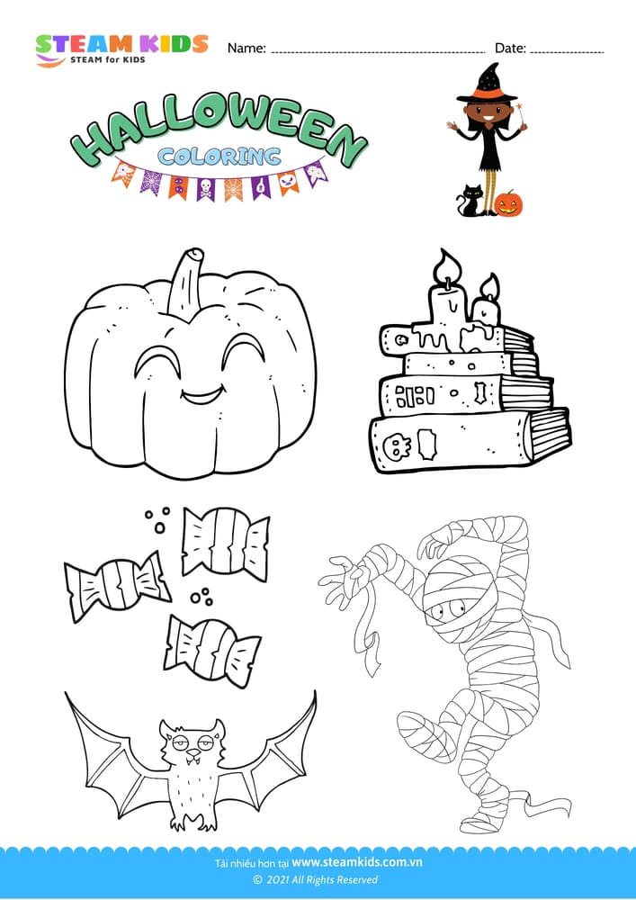 Bài tập Tô màu - Tô màu sự kiện Halloween - B8
