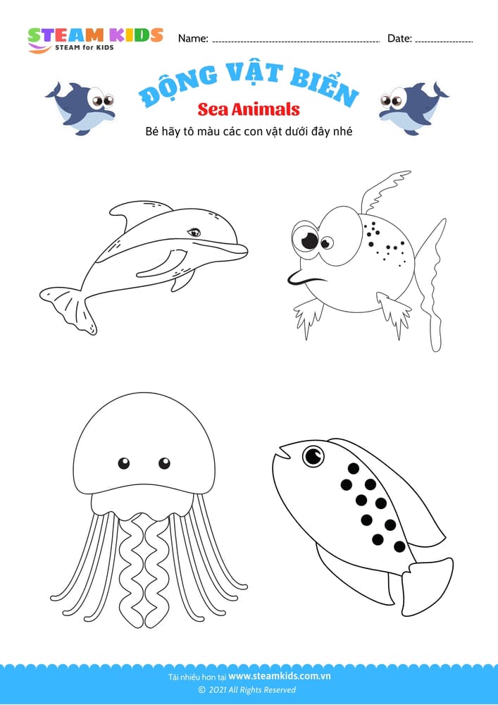 Bài tập Tô màu - Tô màu động vật - B5