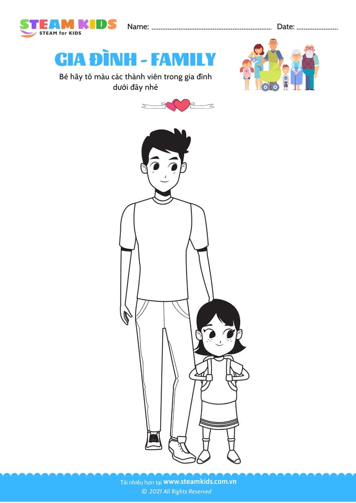 Bài tập Tô màu - Tô màu gia đình - B16