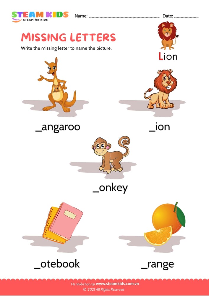 Bài tập tiếng anh - Missing letters - B3