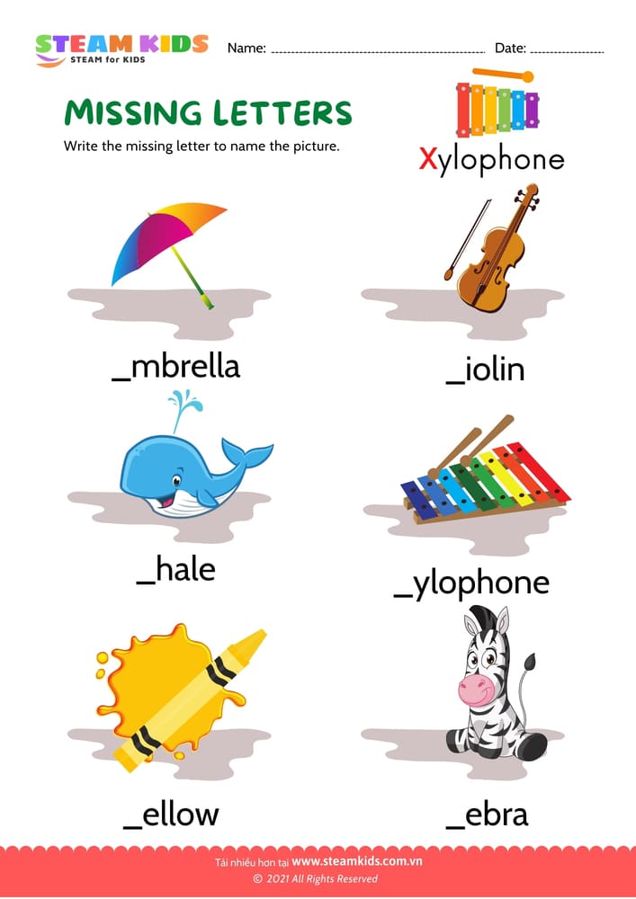 Bài tập tiếng anh - Missing letters - B5