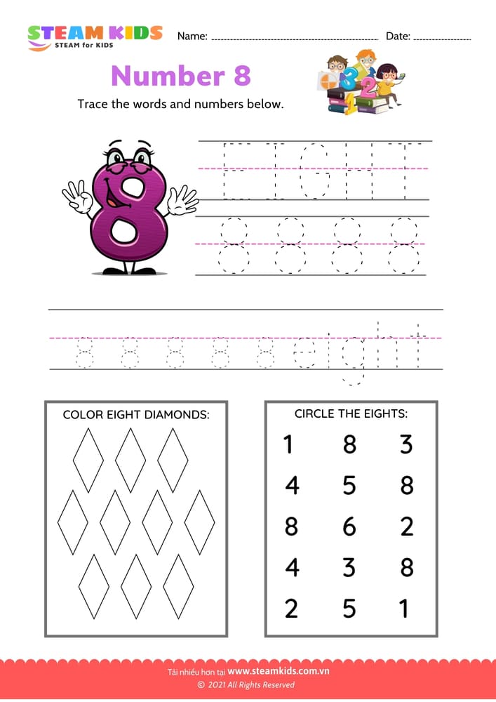 Bài tập tiếng anh - Indentify and write number 8