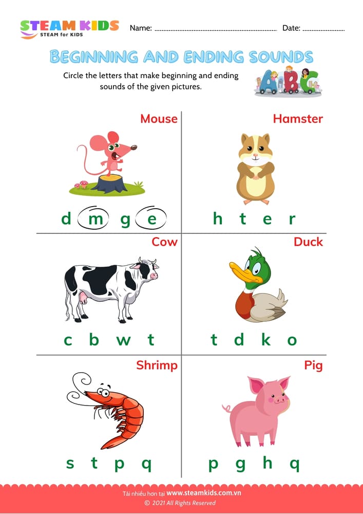 Bài tập tiếng anh - Beginning & Ending Sounds - B2