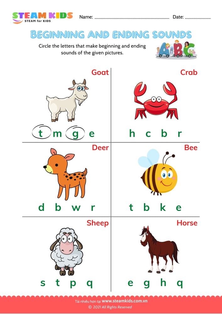 Bài tập tiếng anh - Beginning & Ending Sounds - B3