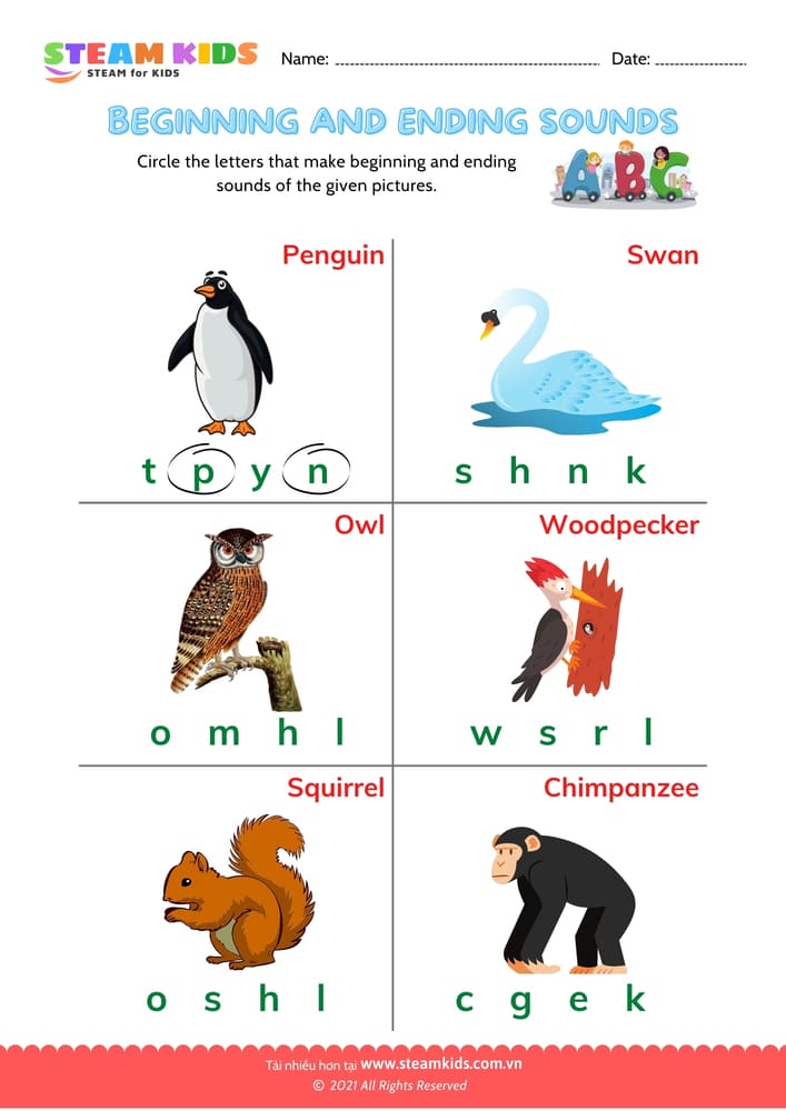 Bài tập tiếng anh - Beginning & Ending Sounds - B6