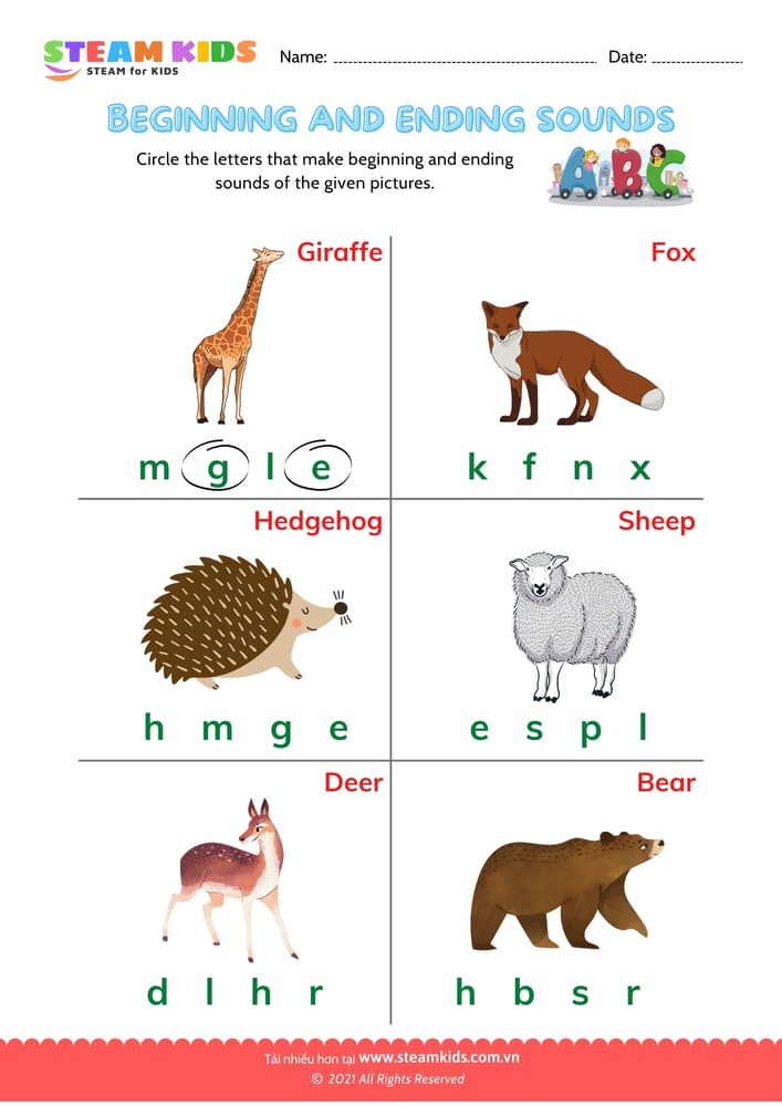 Bài tập tiếng anh - Beginning & Ending Sounds - B9