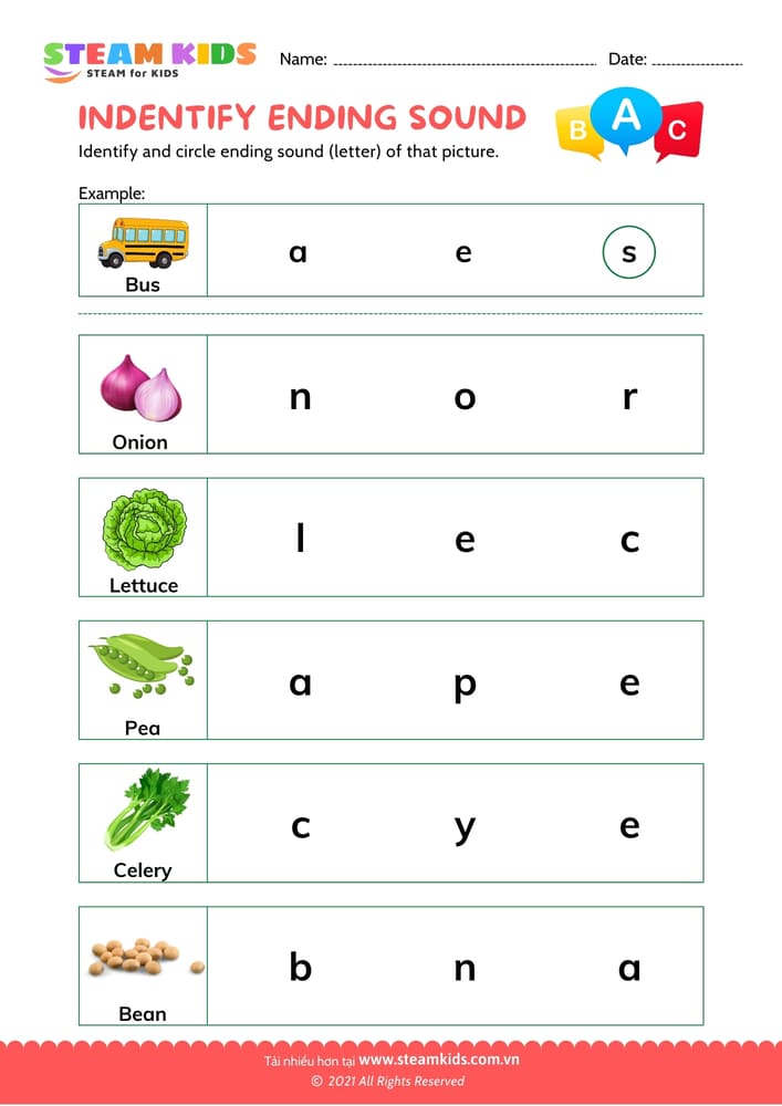 Bài tập tiếng anh - Indentify Ending Sounds - B4