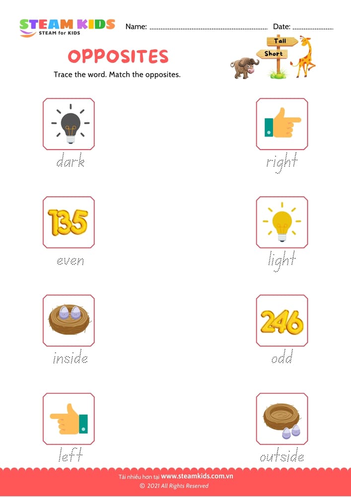 Bài tập tiếng anh - Opposite Words - B4