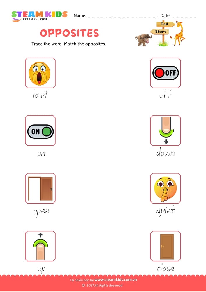 Bài tập tiếng anh - Opposite Words - B5
