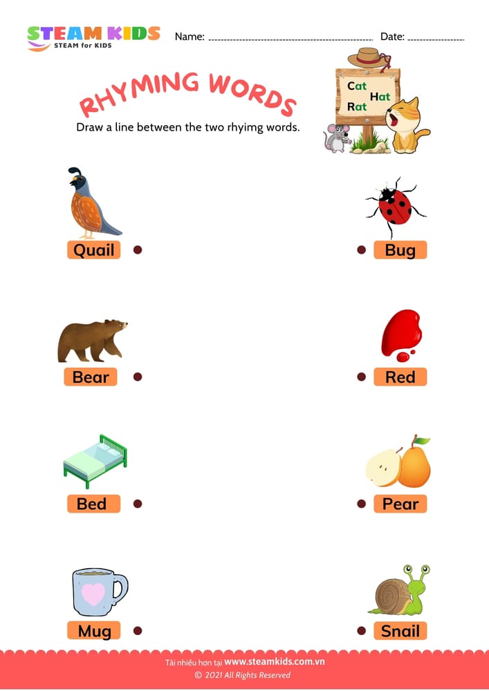 Bài tập tiếng anh - Rhyming words - B6