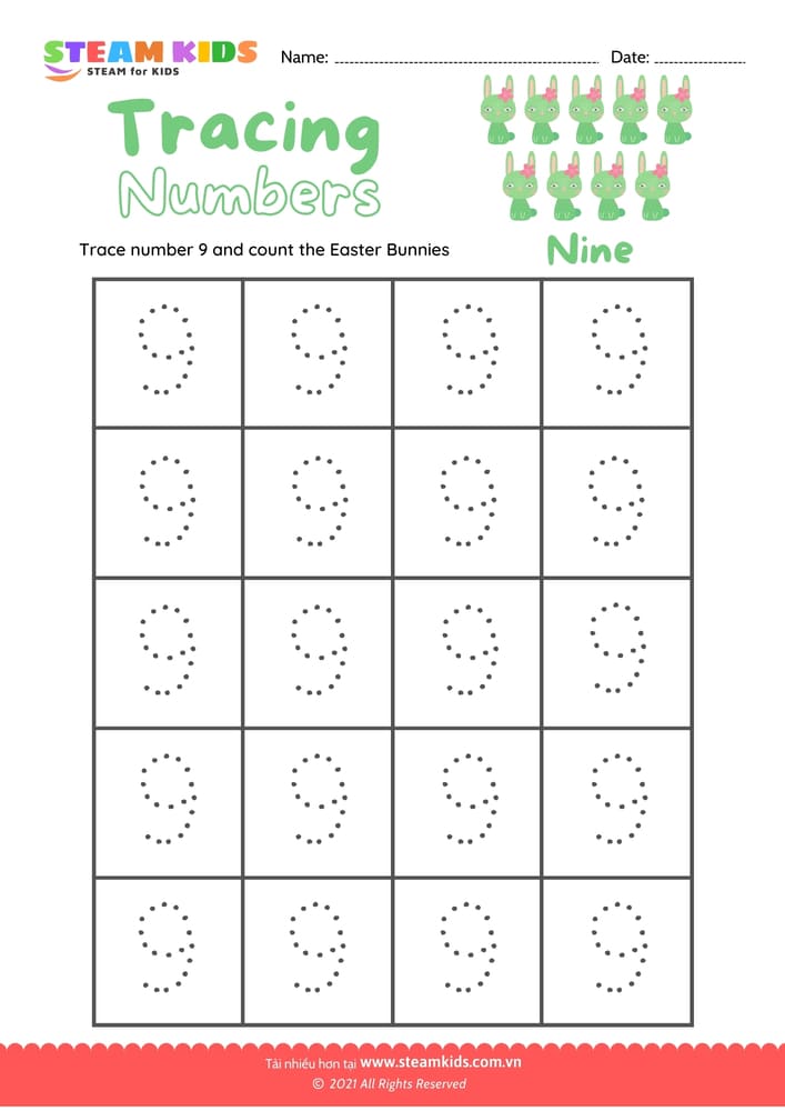 Bài tập tiếng anh - Write number 9