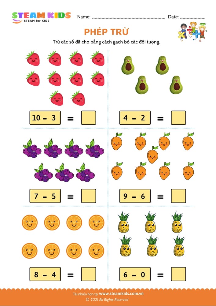 Bài tập toán tư duy - Phép trừ - B12