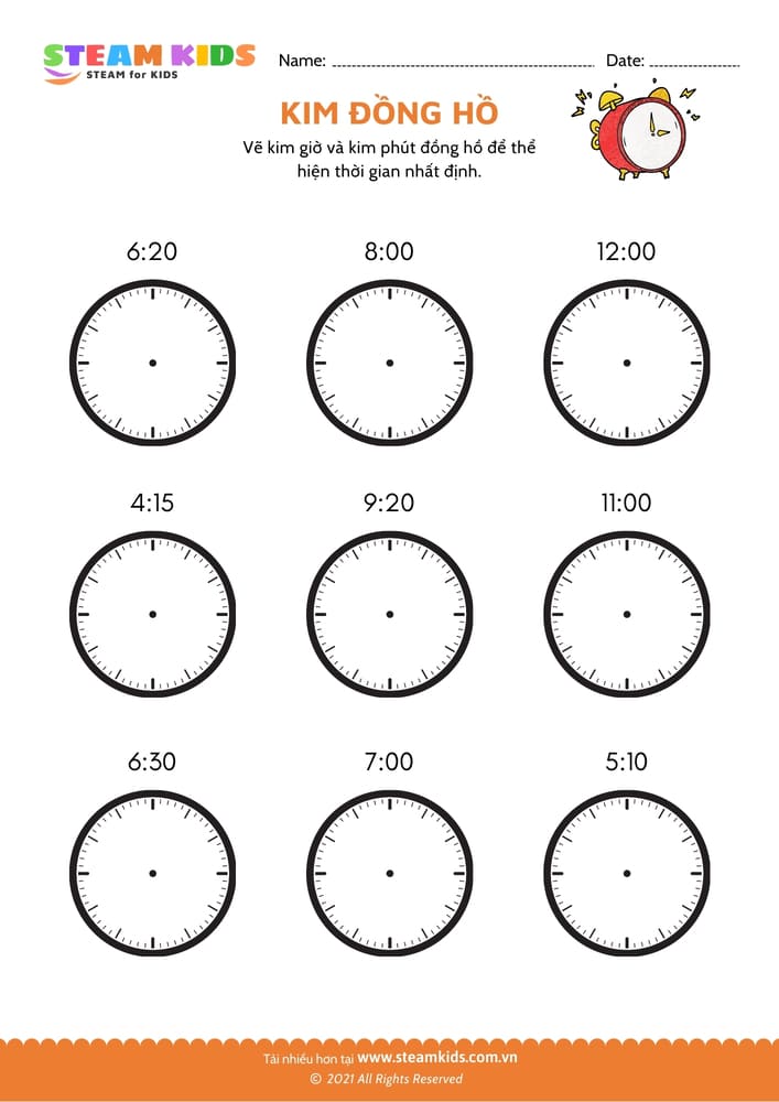 Bài tập toán tư duy - Vẽ kim đồng hồ - B2
