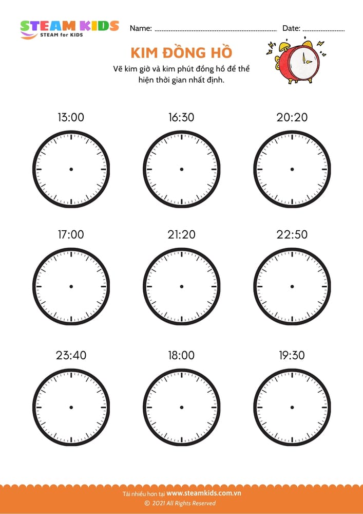 Bài tập toán tư duy - Vẽ kim đồng hồ - B4